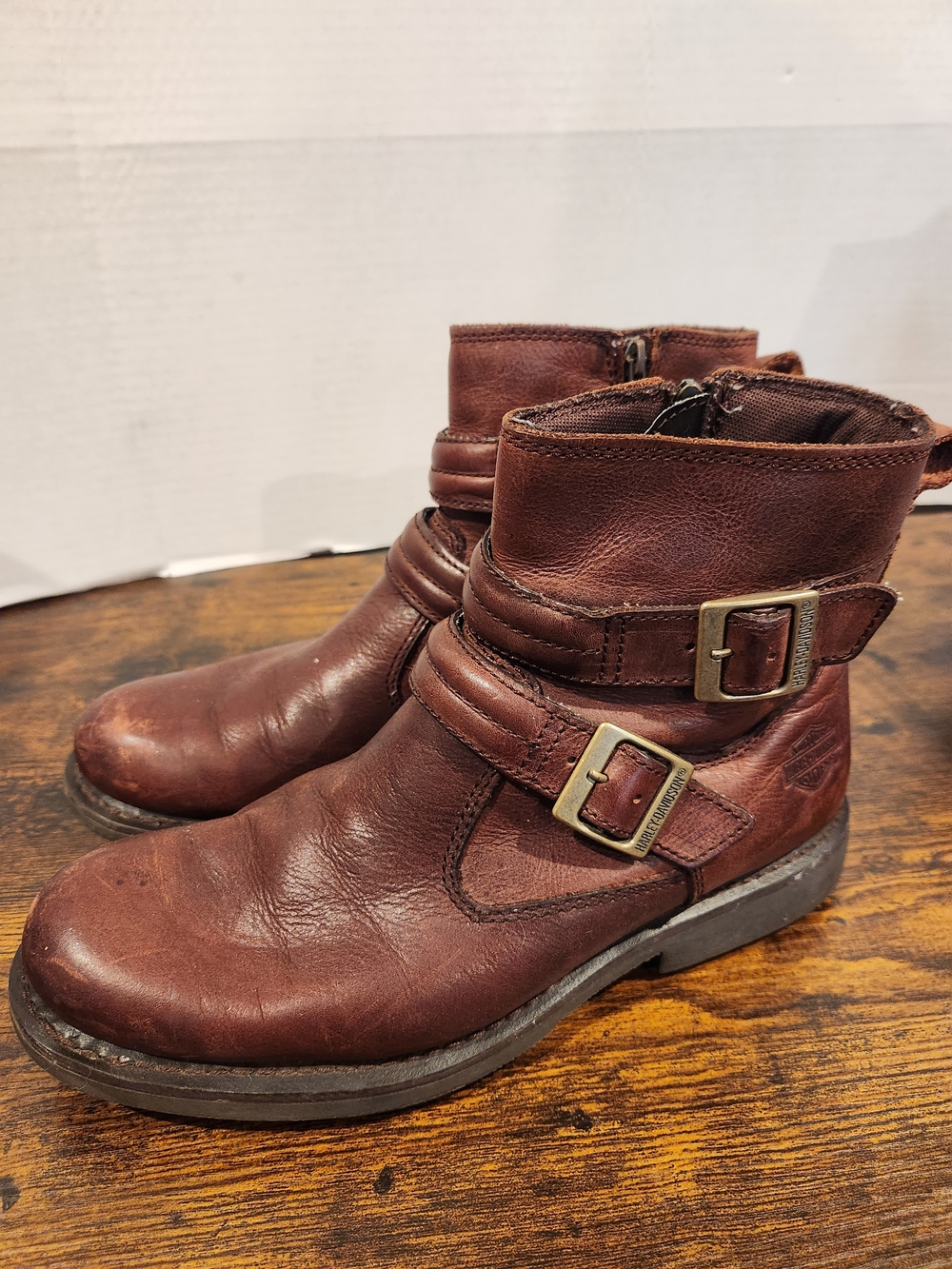 Harley-Davidson Brown and Orange Leather Boots